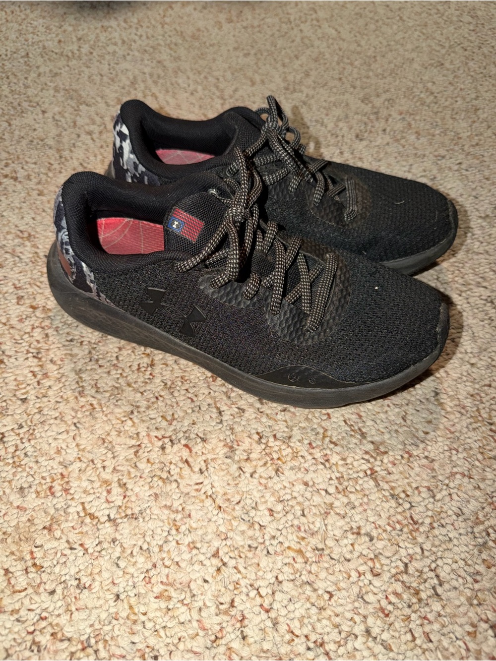 Under Armour Black Athletic Mesh Sneakers with Camouflage Accent